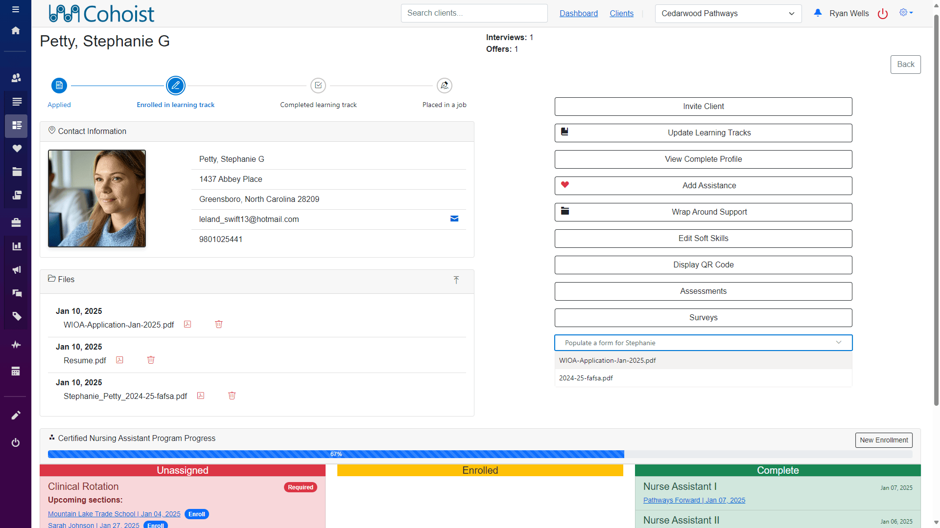 Track client progress and training