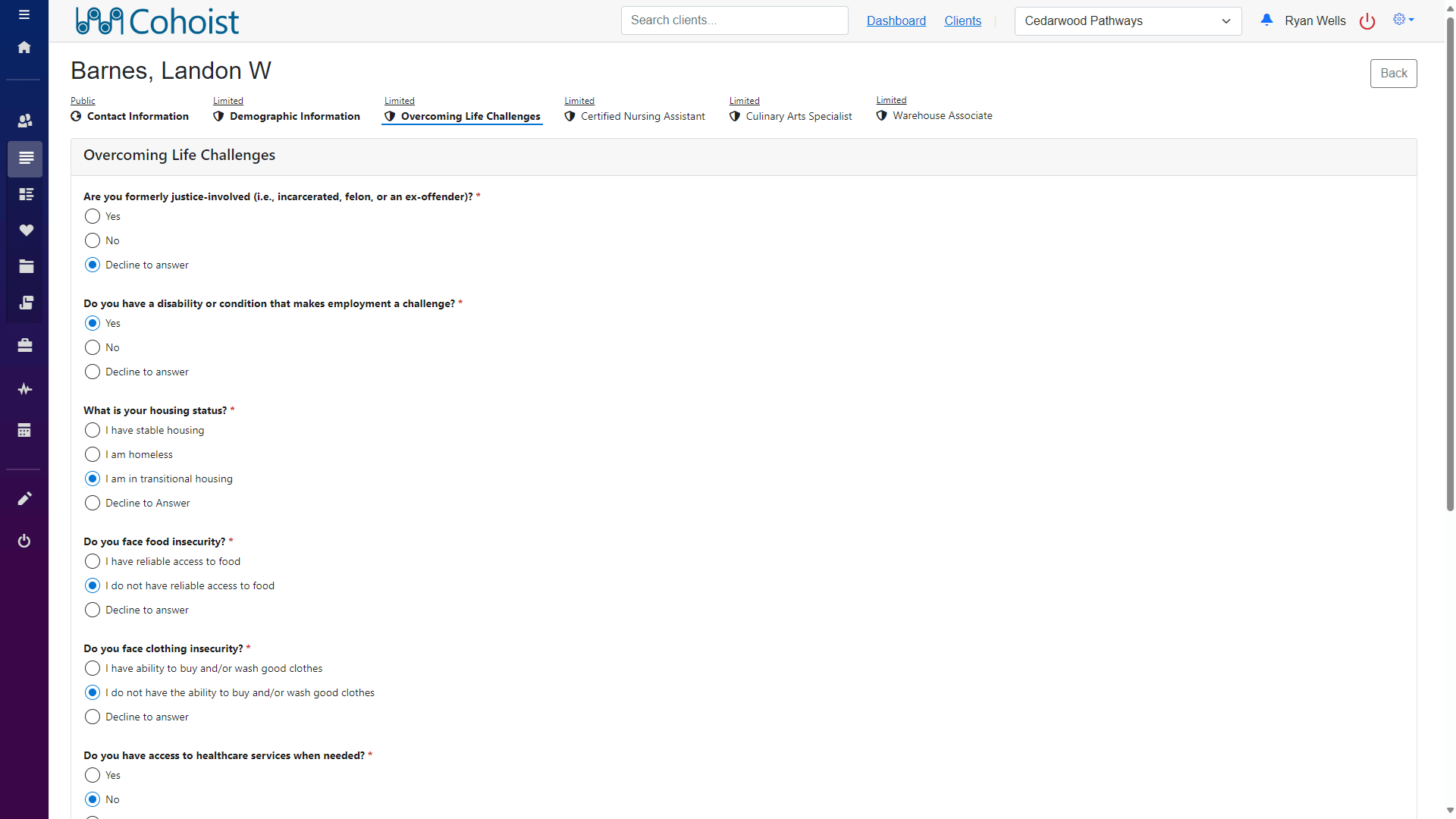 Customize client intake and profiles
